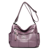 Leather Handbags Women Designer Female Waterproof Shoulder Crossbody Messenger Bags Mart Lion Taro purple  