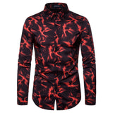 Shirts Men's Dress Casual Abstract Spider Web Print Long Sleeve Camisa Social Gradient Elasticity Mart Lion YS017 S 