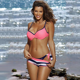 Women Swimwear Bikini Set Vintage Solid Sunscreen Female Swimsuit Beach Suit Ladies Bathing Suits Mart Lion pink S 