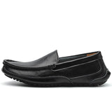 Men's Mocasines Leather Casual Loafers Luxury Shoes Handmade Soft Leather Mart Lion black 38 