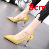 Women Sweet Light Weight  Slip on Heels Shoes Pumps Ladies Party Night Club Golden Stiletto Heels Mart Lion 8cm yellow 35 