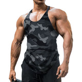 Summer Camouflage Vest Men's Tank Top Breathable Bodybuilding Tee Gym Vest Sleeveless Men T-shirt Crew Neck Fitness Tee Mart Lion Dark Grey 2XL 