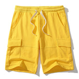 Men's Cargo Shorts Cotton Overalls Sweatshorts Casual Multi-pocket Breathable Sports Shorts Men's Running Jogger Loose Short Pants Mart Lion Yellow S China