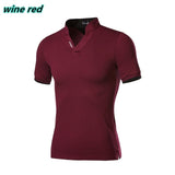 Men's Cotton Polo Shirt Short Sleeve Polo Shirt Homme Mart Lion wine red M 