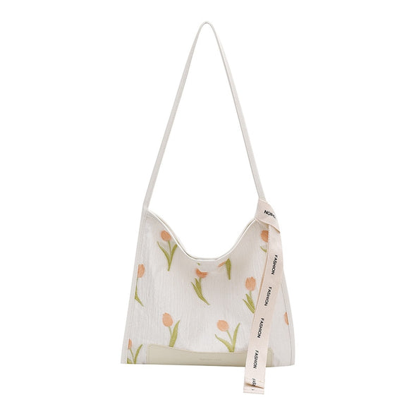 Tulip Handbags Summer Small Fresh Bags For Women One-shoulder Handbag Tide Large-capacity Flower Tote Bag Mart Lion   