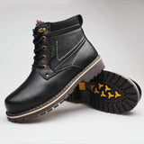 Genuine leather Men's Winter Shoes Handmade Warm Snow boots Full Grain Leather Winter Mart Lion Black 8988 39 China