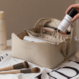 Ins Large-capacity Portable Girl Makeup Bag Women Cosmetic Bag Toiletries Organizer Female Storage Makeup Cases Mart Lion Milk apricot white  