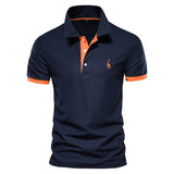Embroidery 35% Cotton Polo Shirts men's Casual Solid Color Slim Fit Summer Clothing Mart Lion   