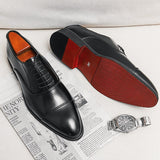 Red Sole Men's Shoes Black Brown Oxfords Square Toe Lace-up Wedding with Mart Lion   