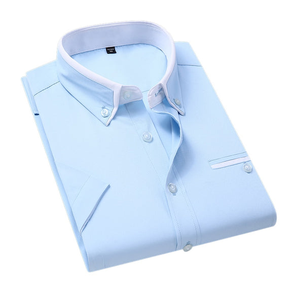 Summer Shirt Men's Short Sleeves Button Up Shirt Turn-down Collar Casual Clothing Mart Lion SkyBlue M 46-56 KG 
