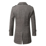 Winter Warm Men's Trench Coats and Jacket Classic Plaid Double Breasted Tweed Outwear Windproof Jaqueta Masculina Mart Lion   