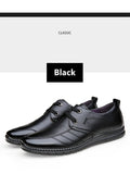 Men British Shoes Round Head Soft Sole Surface Natural Genuine Leather Casual Office Black Brown Plus Mart Lion   
