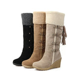 Snow Boots Women Winter Shoes Warm Cotton Cold Winter Knee Wedge Heels Plus Cute Mart Lion   