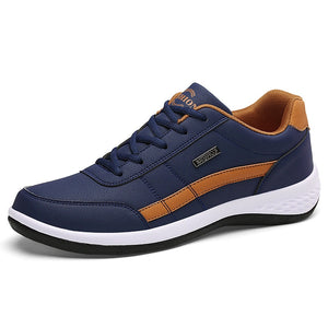 Leather Men Shoes Soft Sneakers Trend Casual Breathable Leisure Sneakers Non-slip FootwearVulcanized Shoe Mart Lion Blue 38 