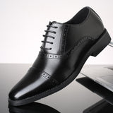 Men Retro Leather Shoes Lace-up Classic Brogue British Dress Office Flats Party Wedding Oxfords Mart Lion Black 38 China