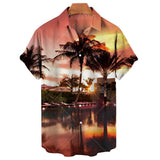Men's Coconut Tree 3D Printing Shirts Casual Hawaiian Loose Shirts Short Sleeve Shirts Summer Beach Loose Tops Mart Lion ZM-1610 L 