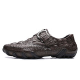 Men's Casual Shoes Genuine Leather Crocodile pattern cowhide Breathable Driving Shoes Slip On Comfy Moccasins Mart Lion grey 38-24cm 