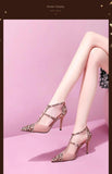 Women High Heels Simple Elegant Closed Toe Sandals Rhinestone Wedding Shoes Pointed-Toe Stiletto Mart Lion   