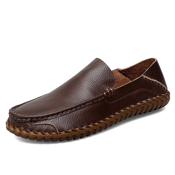  Genuine Leather Men's Loafers Cow Leather Casual Shoes Soft Moccasins Hand Sewn Driving Shoes Mart Lion - Mart Lion