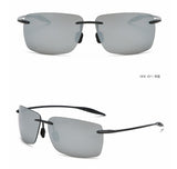 Classic Sports Rimless Sunglasses Men Women Male Driving Golf Rectangle Ultralight Frame UV400  De Sol Mart Lion silver Other 