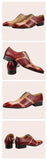 Brogue Shoes Summer Retro Double Parquet Color Men's Formal Dress Banquet Wedding party Genuine leather Mart Lion   