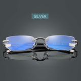 Men's Rimless Reading Glasses Women Presbyopic Lens Eyewear Anti Blue Light Blocking Glasses TR90 Metal Titanium Eyeglasses Frame Mart Lion   