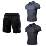 Men's Tracksuit Sportswear Suit T-Shirt and Shorts Pants Gym Equipment Clothing Football Training Set Jogging Running Mart Lion Grey Black n 1 pant M 