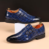 Casual Leather Shoes Men's Buckle Square Toe Dress Office Flats Wedding Party Oxfords Mart Lion Blue 37 China