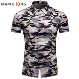 Camouflage Print Shirts Men's Clothing Short Sleeve Cotton Military Cargo Shirt Breathable Tactical Blouses Mart Lion   