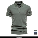 100% Cotton Solid Color Men's Polo Shirts Casual Short Sleeve Turndown Streetwear Mart Lion   