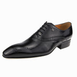 Oxford Shoes Men's Wedding British Style Genuine for Lace Up lace up Handmade pointed toe Bullock Carving Classic gentleman Mart Lion Black 39 