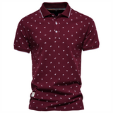 Cotton Men's Polo Shirts Triangle Print Short Sleeve Golf Wear Mart Lion WineRed EUR S 60-70kg 