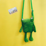 Plush Cute Frog Small Bag Female Girl Mobile Phone Bag Shoulder Messenger Bag Mart Lion Dark green  