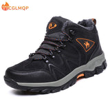 Winter Men's Work Casual Shoes Outdoors Leather Plush Warm Round Toe Sneakers Non Slip Climbing Hiking Mart Lion   