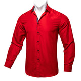 Long Sleeve Shirts For Men Solid Red Blue Black Splicing Paisley Mens Designer Clothes Camisa Masculina Men Social Dress Shirt Mart Lion   