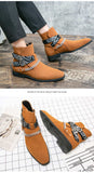 Men's Ankle Boots Yellow Black Faux Suede Buckle Strap Classic Short Sapato Masculino Mart Lion   