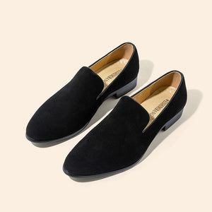 Men's Slip-on Pointy Suede Lazy Black Blue Breathable Handmade Dress Shoes Mart Lion black 38 