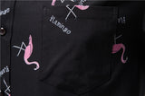 Blusas Negras Flamingo Printed Hawaii Hemd Herren Men's Shirts Summer Short Sleeve Social Prom Dress Button Streetwear Mart Lion   