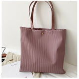 Women Bag PU Handbags for Female Shoulder Bag Large Capacity Tote Bas Solid Color Striped Travel Bag Ladies Shopper Bag Mart Lion   
