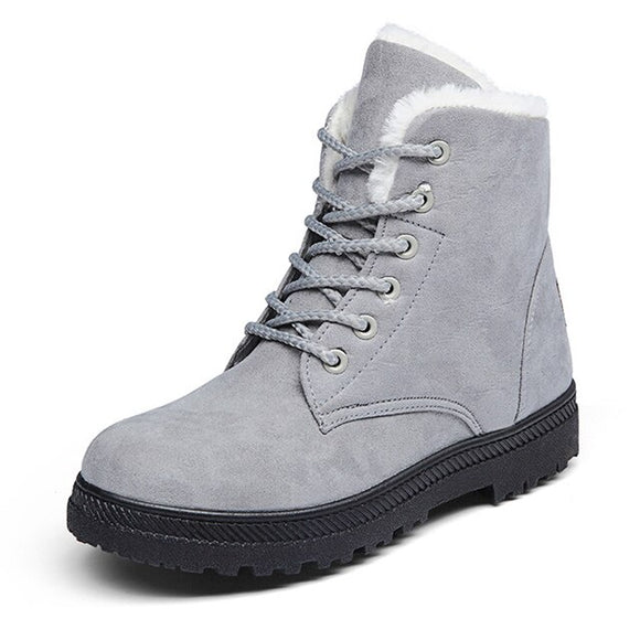 Women Boots Winter Ankle Winter Shoes Female Snow Mujer Warm Plush Mart Lion Gray 4.5 