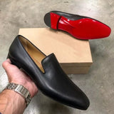 Red Sole Loafers Men's Shoes PU Solid Color Casual Party Daily Versatile Simple Lightweight Classic Dress Mart Lion   