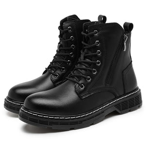 Men's Workwear Side Zipper Martin Boots Plus Cotton Leather Shoes Mart Lion   