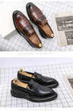 Brown Loafers Men Crocodile Pattern Breathable Slip-On Casual Shoes Zapatos De Hombre Mart Lion   