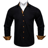 Autumn Men's Shirt Long Sleeve Cotton Paisley Button-down Collar Casual Black Shirt Mart Lion CY-2204 M 