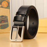 Men's Belt Genuine Leather Strap Luxury Alloy Pin Buckle Casual Jeans Cummerbunds Ceinture Homme Mart Lion   