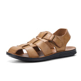 Men's Sandals Summer Premium Leather Lightweight Breathable Beach Designer Sandals Mart Lion S201Brown 40 