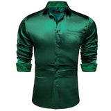 Sage Green Paisley Stretch Satin Tuxedo Shirt Contrasting Colors Long Sleeve Shirts Men's Designer Clothing Mart Lion CY-2269 M 