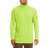 Men's Sun/Skin Protection Long Sleeve Shirts Anti-UV Outdoor Tops Golf Pullovers Summer Swimming Workout Zip Tee Mart Lion Fluorescent Green CN size XL (US L) CN