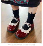 Children Mary Janes Red Black Ruffles Bowknot Patent Leather Kids Princess Shoes 21-30 Round Toe Spring Fashion Girl&#39;s Flat Shoe  MartLion