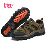 Men's Hiking Shoes Women Warm Fur Sneakers Lace Up Plush Summer Boys Walking Adult Outdoor Footwear Winter Mart Lion fur brown winter 36 